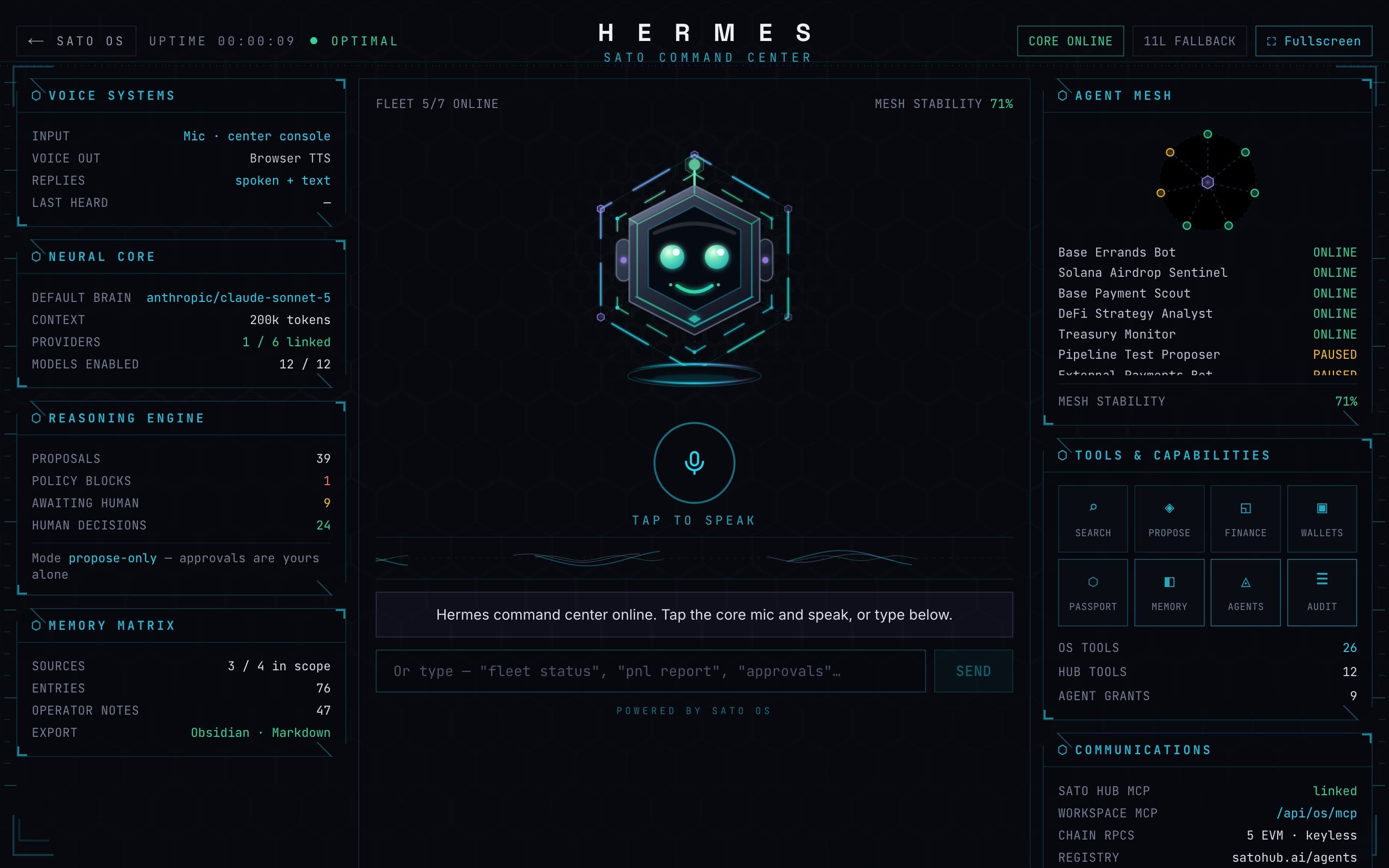 Hermes — the voice-driven fleet command center