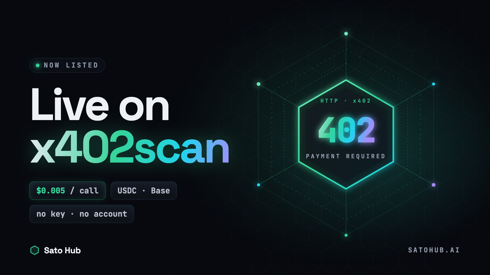 Sato Hub is live on x402scan